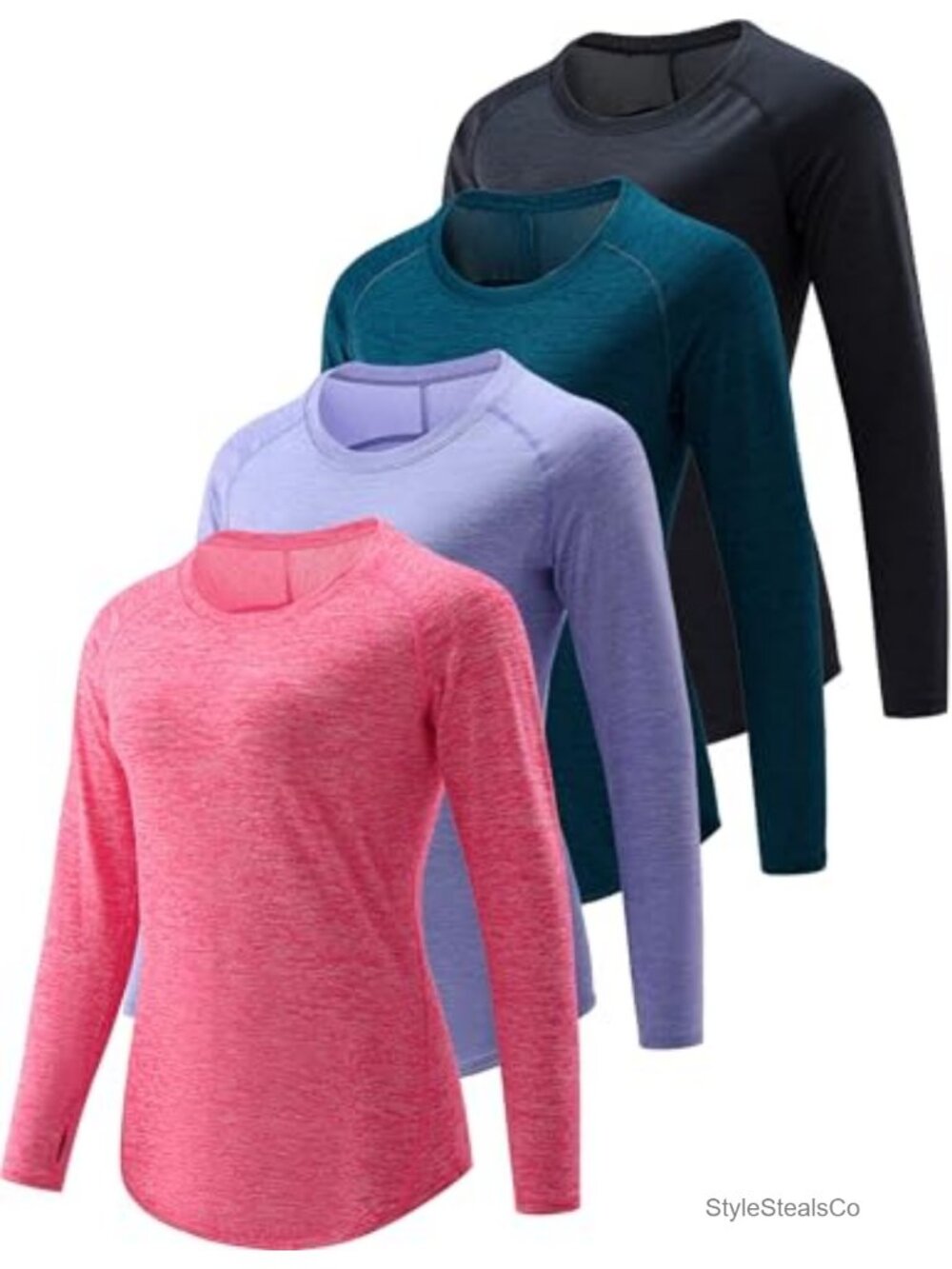 4 Pack Women's Long Sleeve Athletic Tops Moisture Wicking